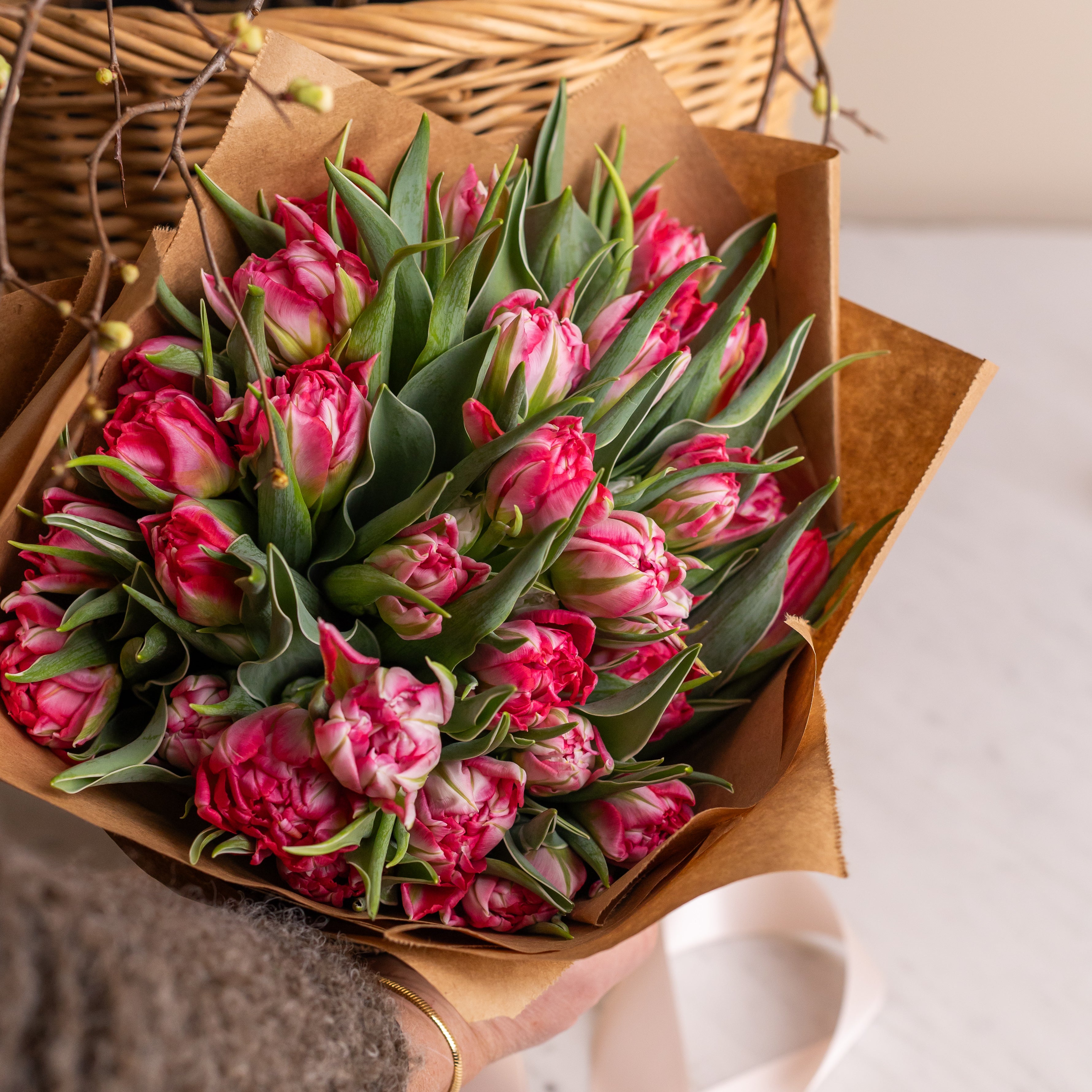 Double Tulips Hand-Tied Bouquet